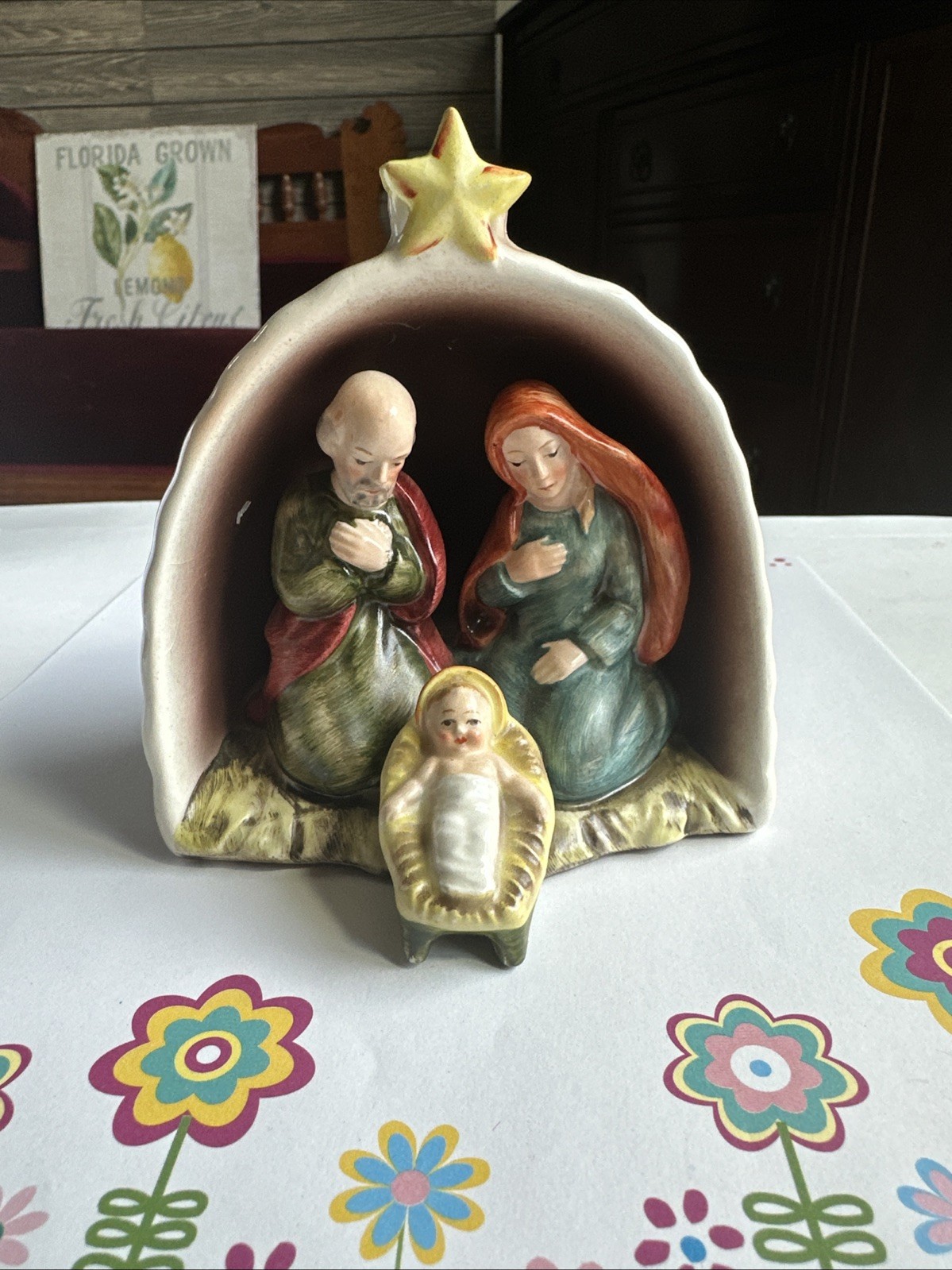 Vintage Goebl Hummel HX 70 Nativity Holy Family Candle Holder Germany