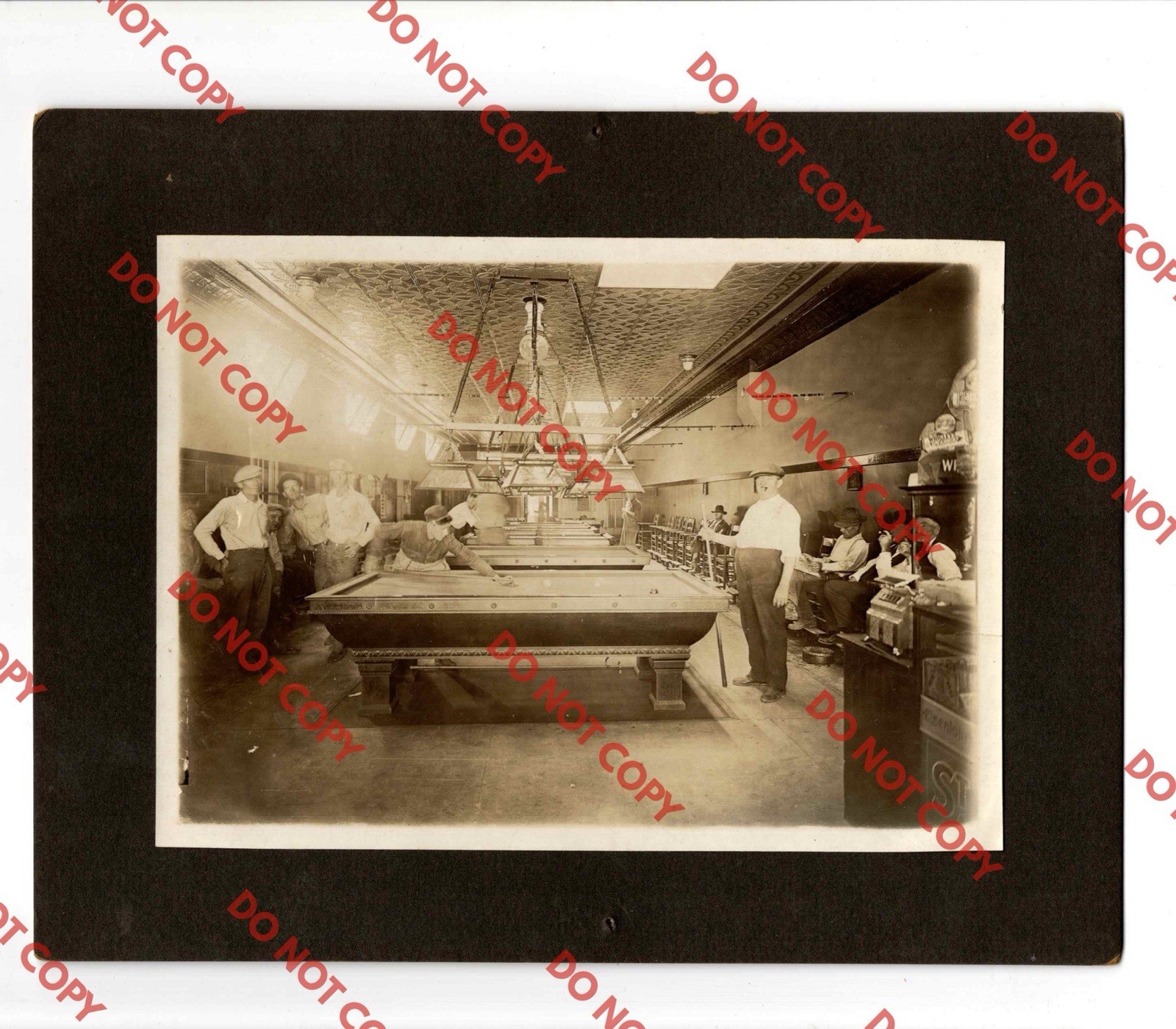 Antique c. 1910 Interior View Pool Billiards Hall In Action Gambling Photo Antique c. 1910 Interior View Pool Billiards Hall In Action Gambling Photo
