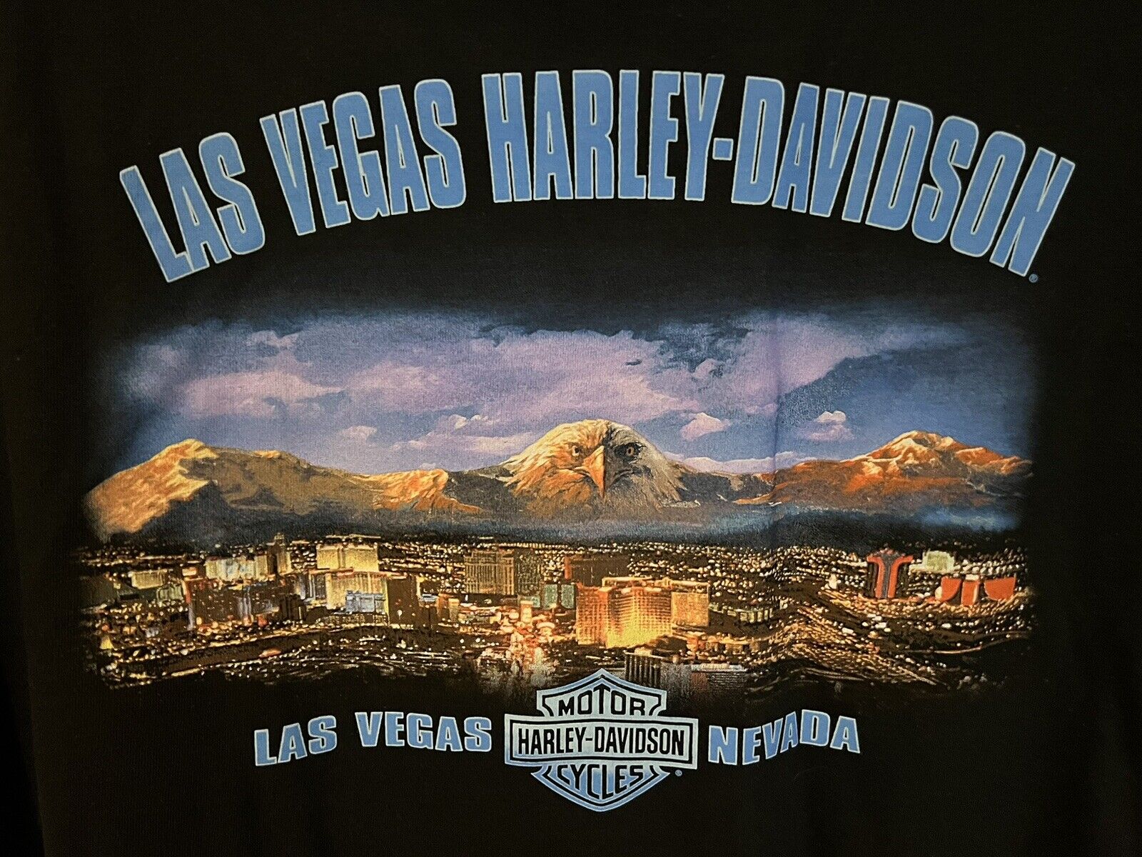 EUC Harley-Davidson Vintage Las Vegas Strip Nevada Men\'s XL Blue T-Shirt