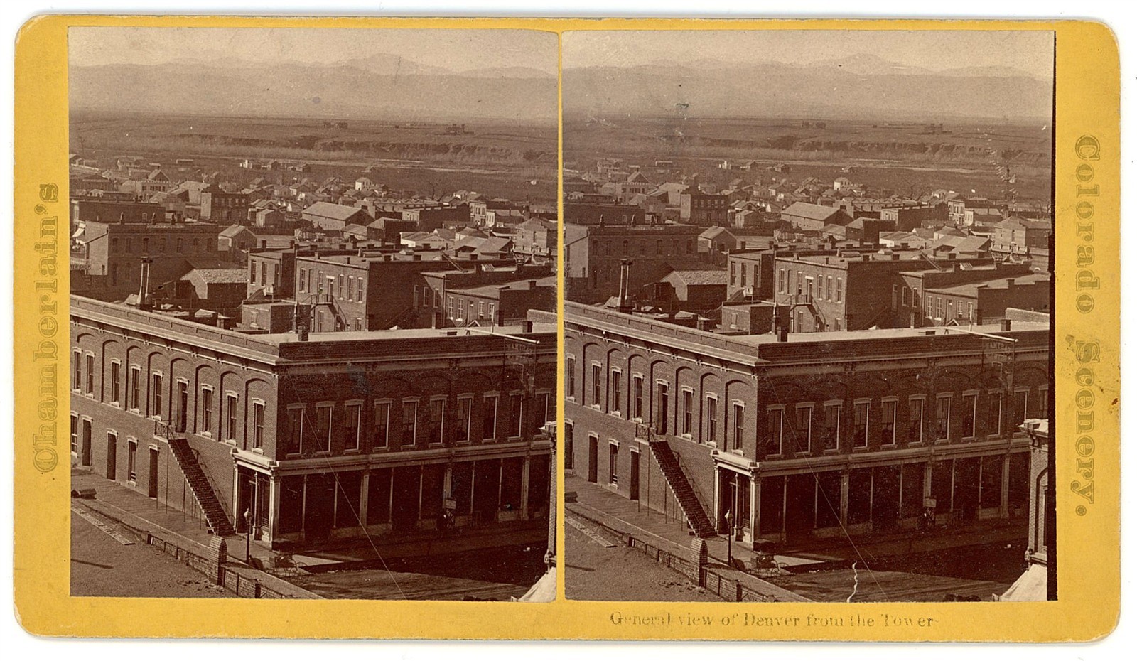 COLORADO STEREOVIEW - Denver - View from the Tower - WG Chamberlain 1870s