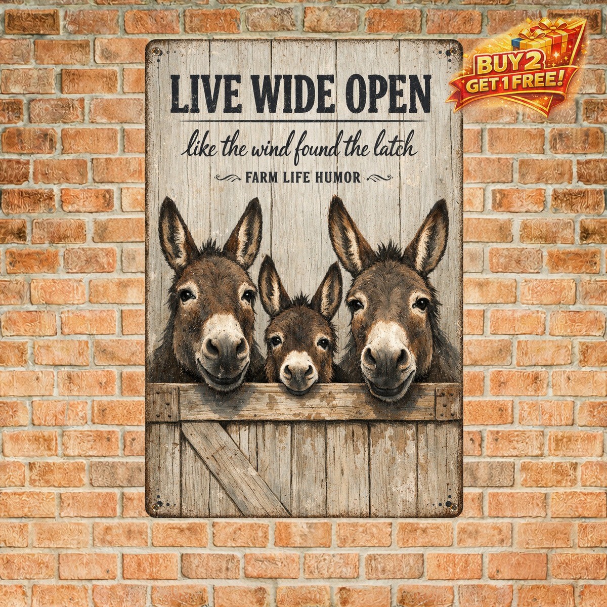 As if Someone Left the Gate Open Vintage Metal Tin Sign 8x12
