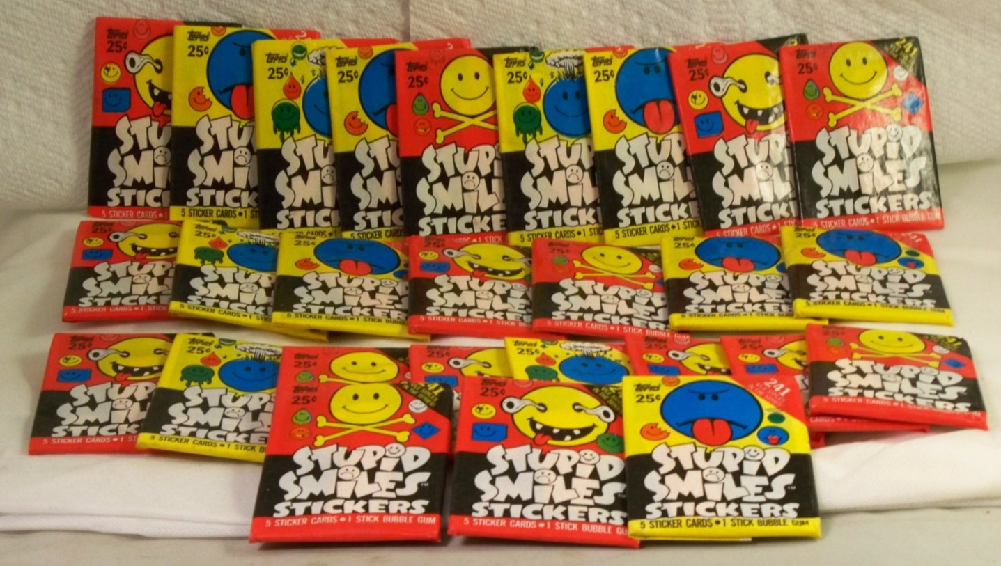 27 STUPID SMILES STICKERS UNOPENED WAX PACKS 1989 OPC/O-Pee-Chee-  25 CTS  PACKS