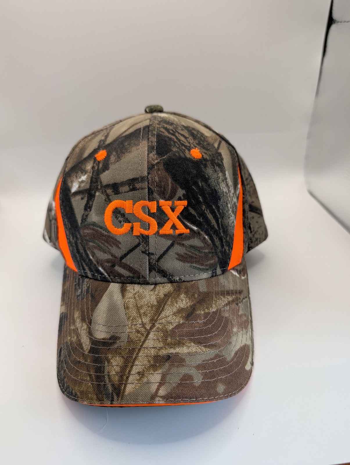 CSX Transportation Railroad Hat Camo Orange Embroidered Baseball Cap