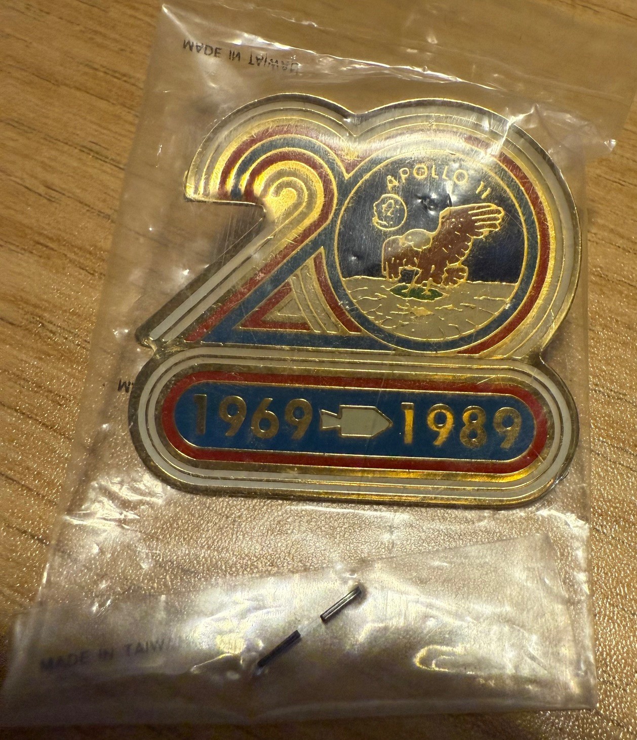 NASA Apollo 11 20th Anniversary Pin Apollo 11 1969-1989 Given to Me as Employee