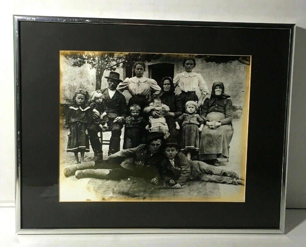 Antique Photograph Family of Twelve Professionally Framed