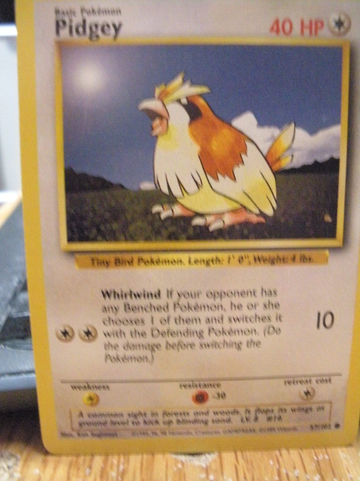 Pokemon card Pidgey Card # 57/102.  This card  is a Common rating but it's rare