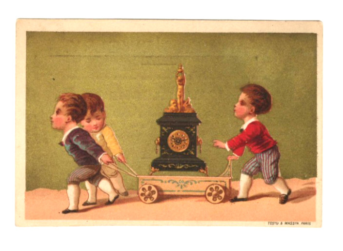 Antique Clock Victorian Trade Card Le Boutillier & Co. NY NY 3 Union Square