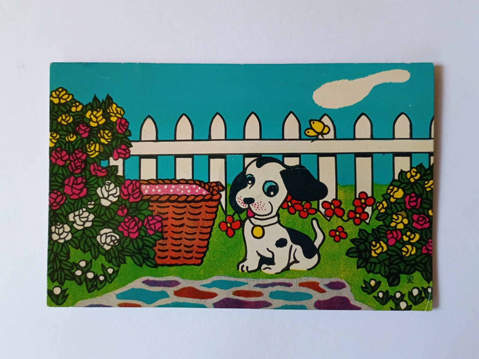 Vintage 1950's Puppy Squeaker Postcard from Japan, Working Squeaker Mechanism