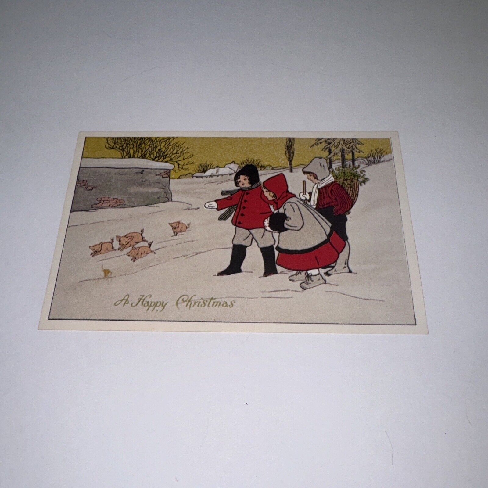 Vintage Christmas postcard a happy Christmas