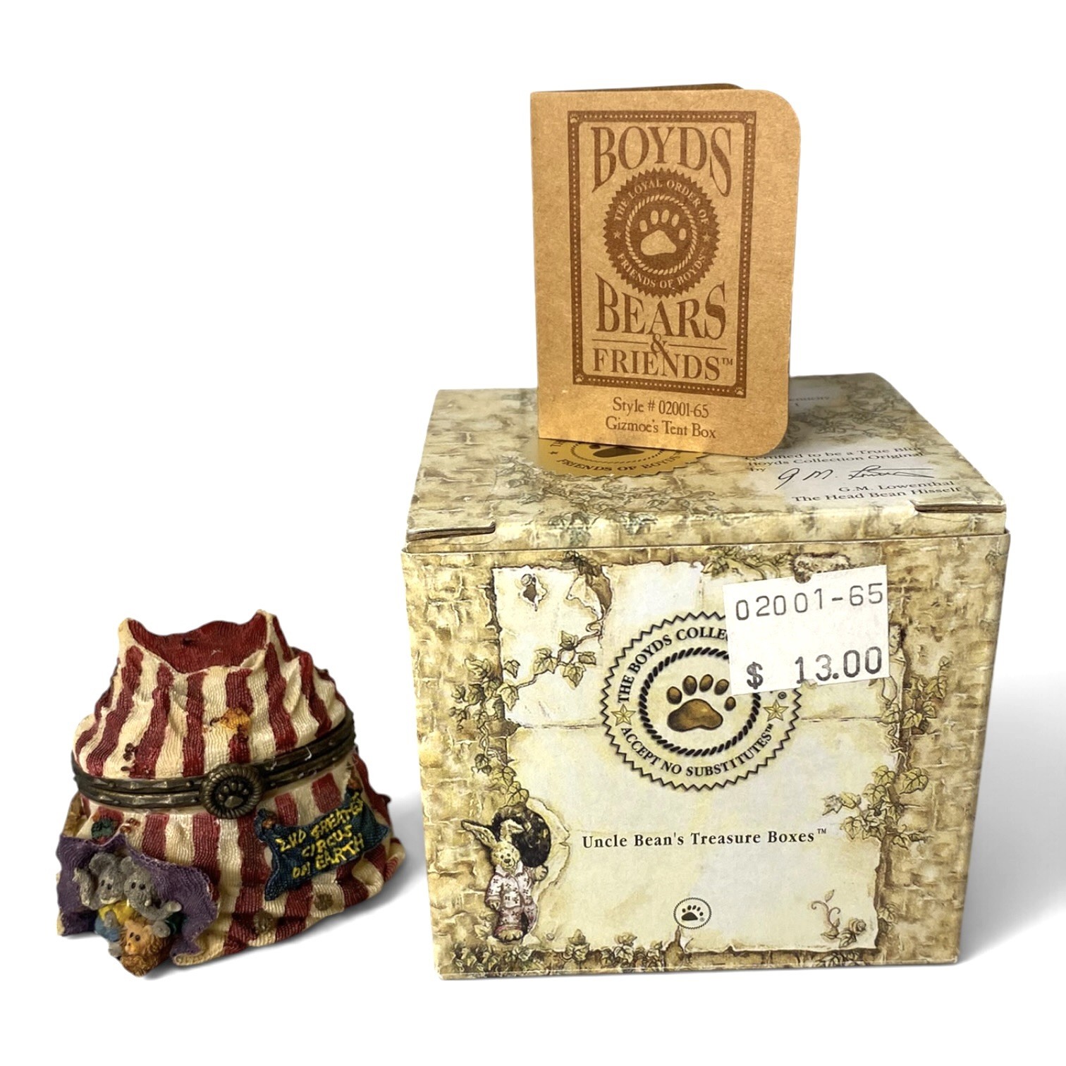 BOYDS BEARS Treasure Box Gizmoe\'s Big Top with Giggle McNibble 