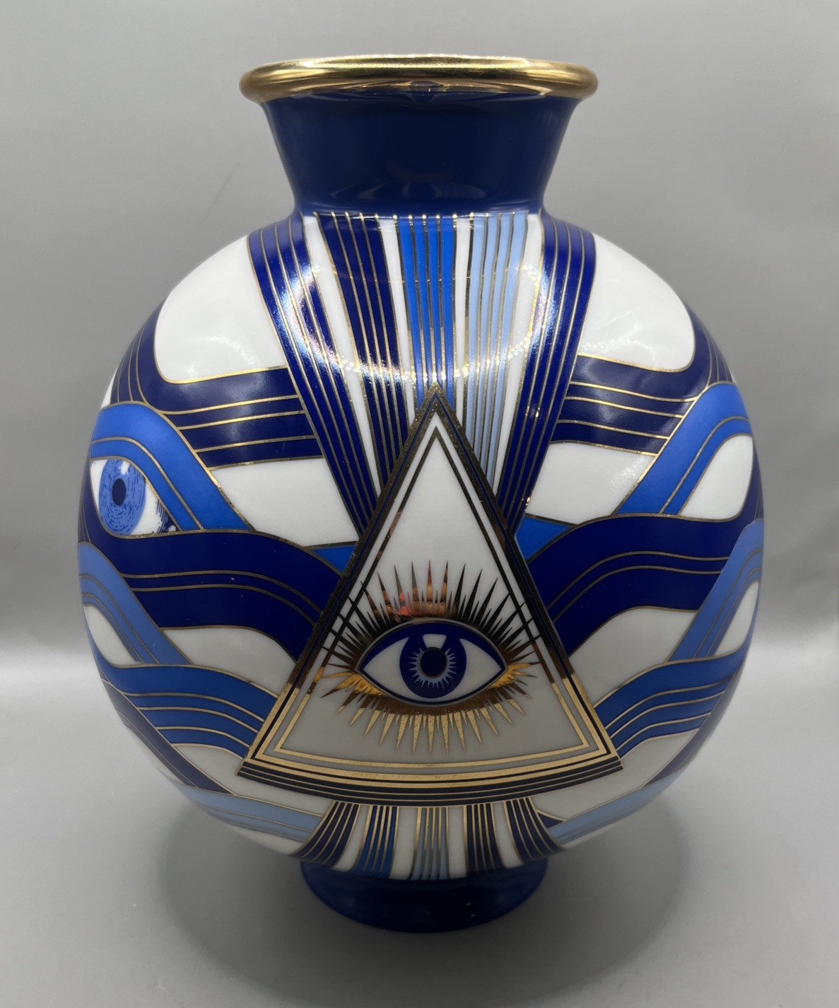 Jonathan Adler | Druggist Round Vase | Blue | Porcelain EUC
