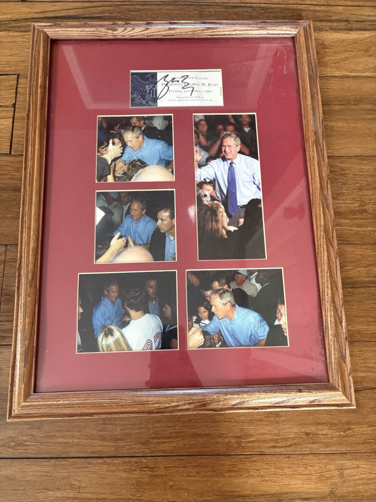 George W Bush Signed Autograph Framed Ticket With Photos 16x21 43rd President 04