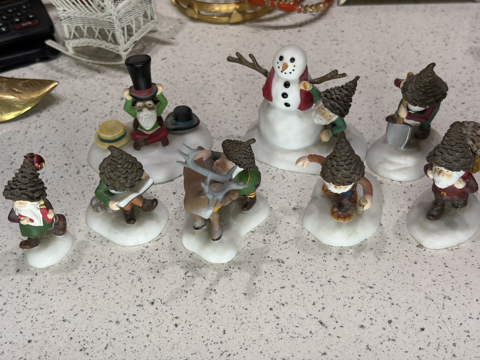 Lot of Dept 56 North Pole Woods Elves Tailored, Wizards— 8 items from 4 sets