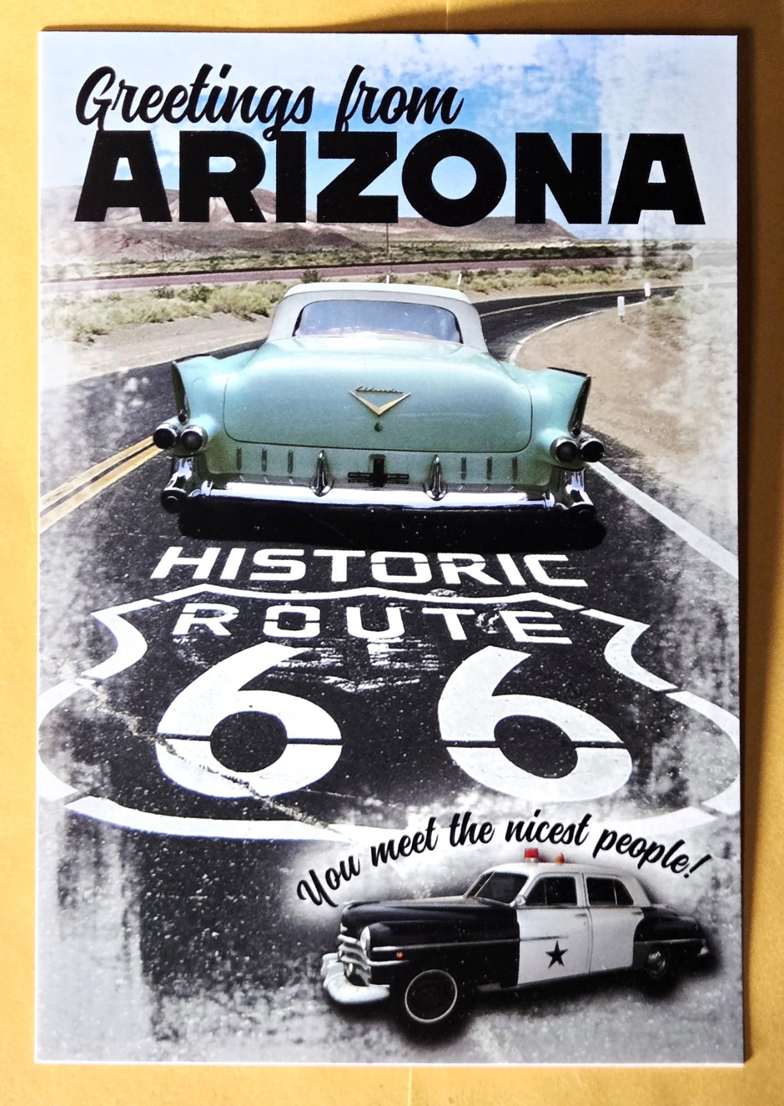 Postcard AZ: Route 66. Greetings From Arizona 