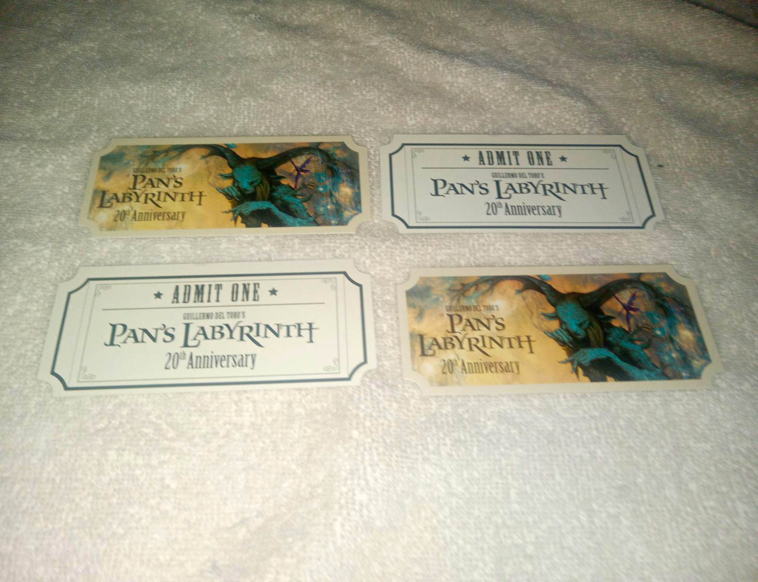 Lot of (4) Pan's Labyrinth 20th Anniversary Admit One Collectible Ticket Set 