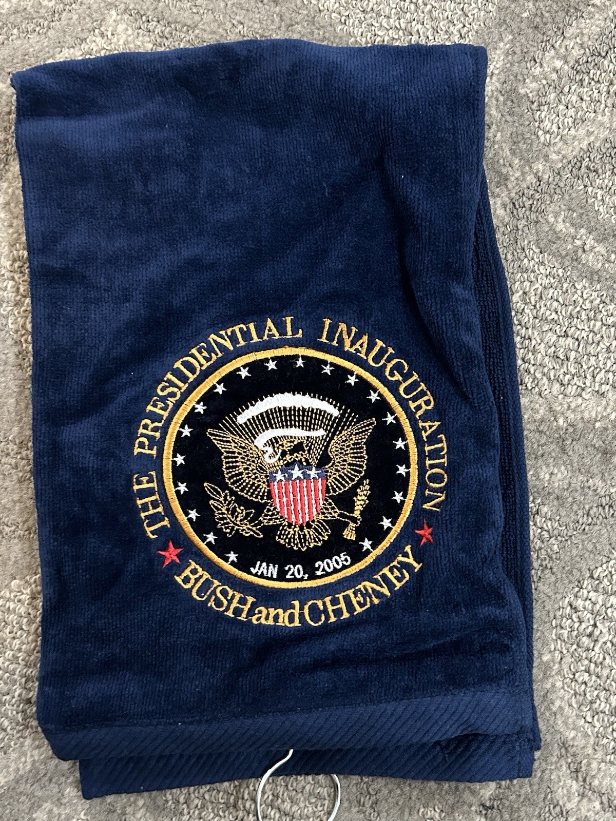 GW BUSH GOLF TOWEL PRESIDENT EMBROIDERED EAGLE SEAL REPUBLICAN GOP NEW BLUE
