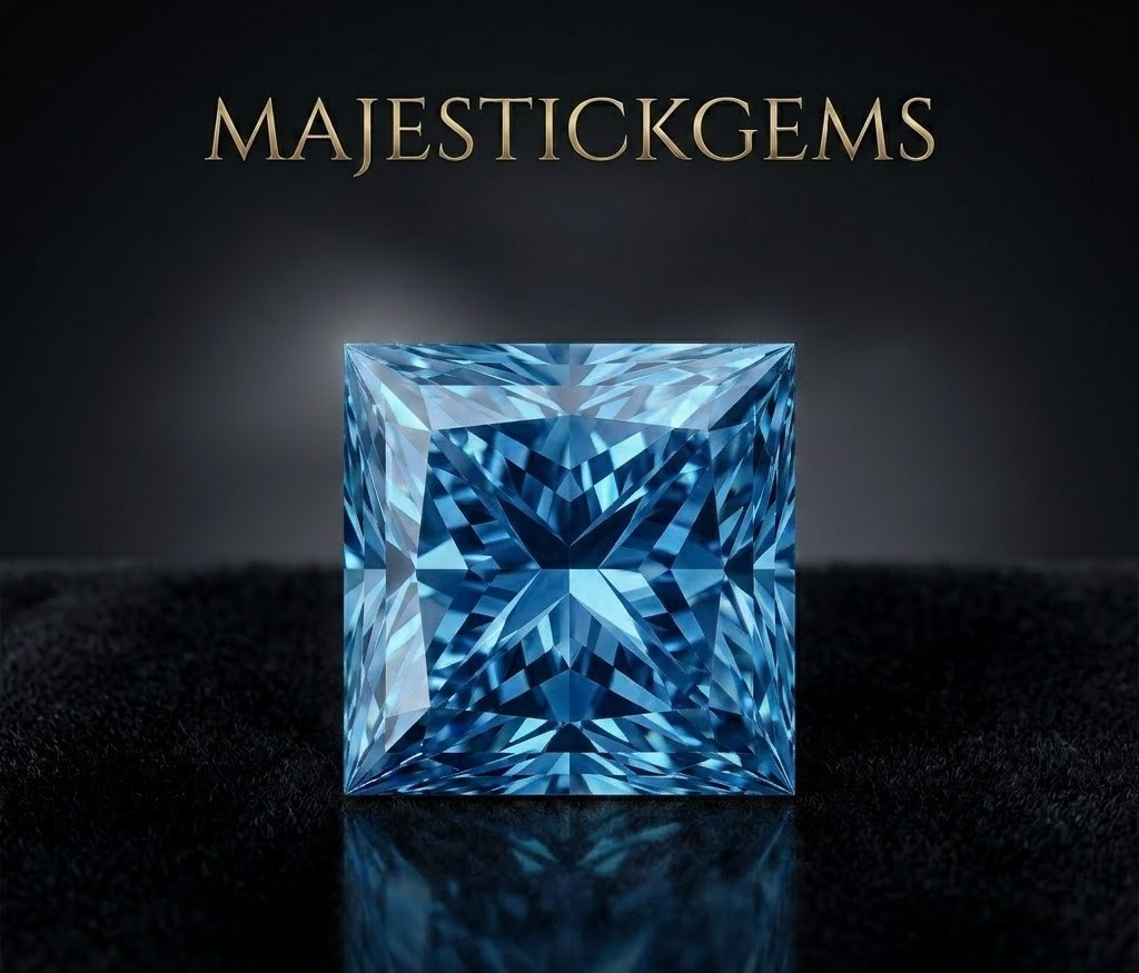 3 Ct Princess Cut Blue Lab Grown Diamond VVS1 D Color Certified Loose Stone