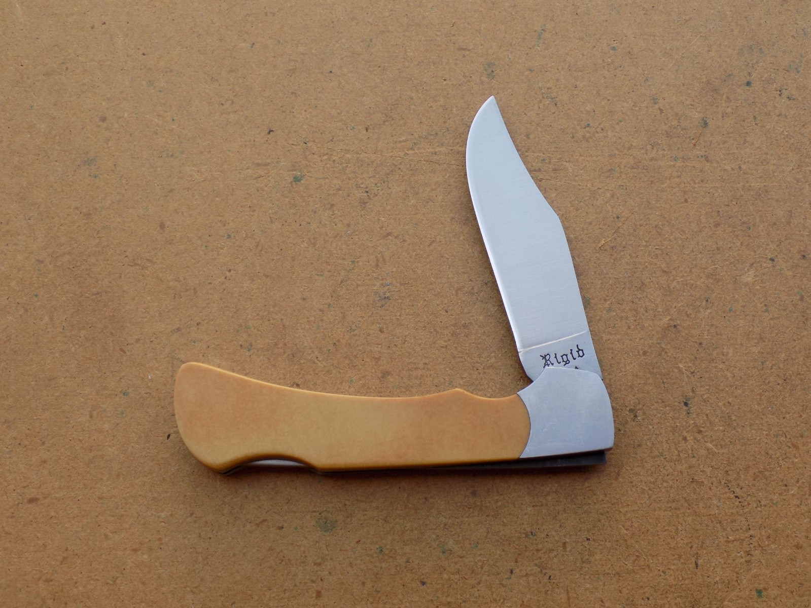 Vintage Rigid USA Yellow Micarta Handle Lockback Knife