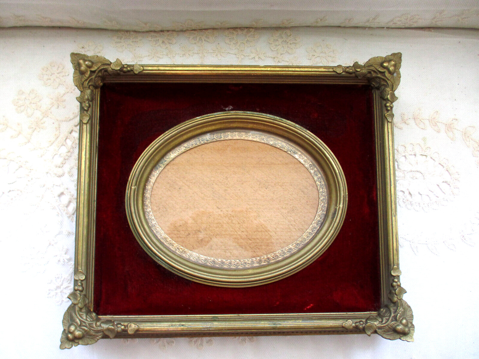 Antique French Louis XVI Ornate Gold Wood Frame w/ Copper Interior Insert Edge