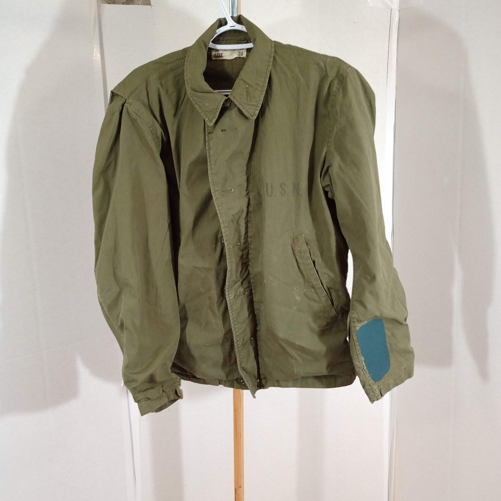 WWII ORIGINAL US NAVY N4 FIELD DECK JACKET M41 USN VINTAGE STENCIL Sz 38