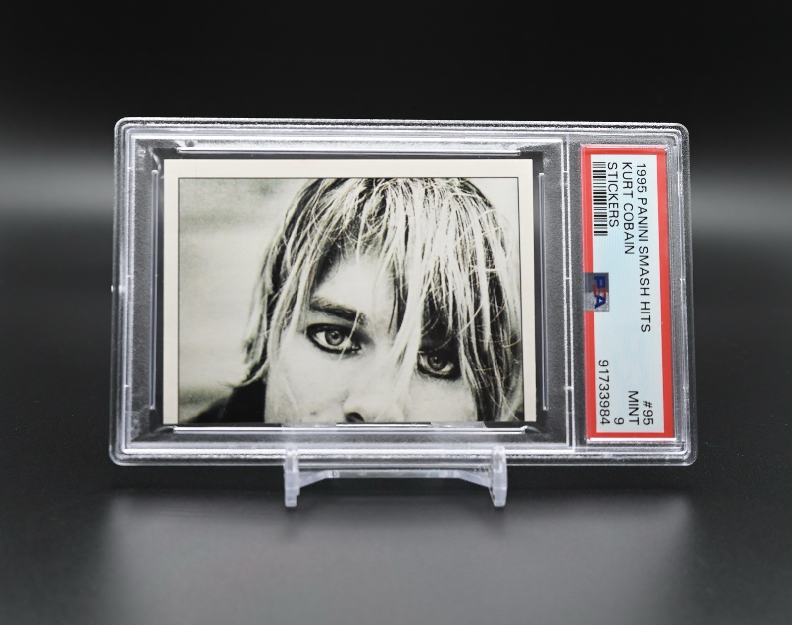 1995 Panini Smash Hits Stickers #95 Kurt Cobain of Nirvana PSA 9