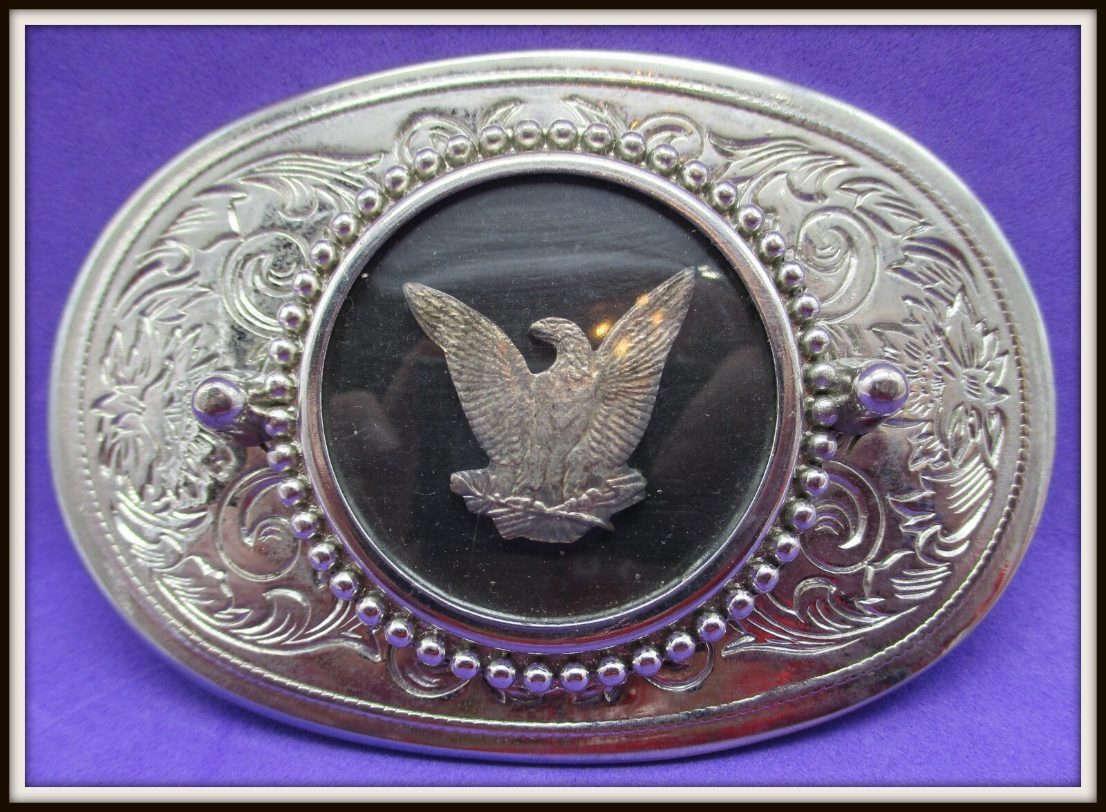 Beautiful STERLING EAGLE inside Center of Western Style BELT BUCKLE