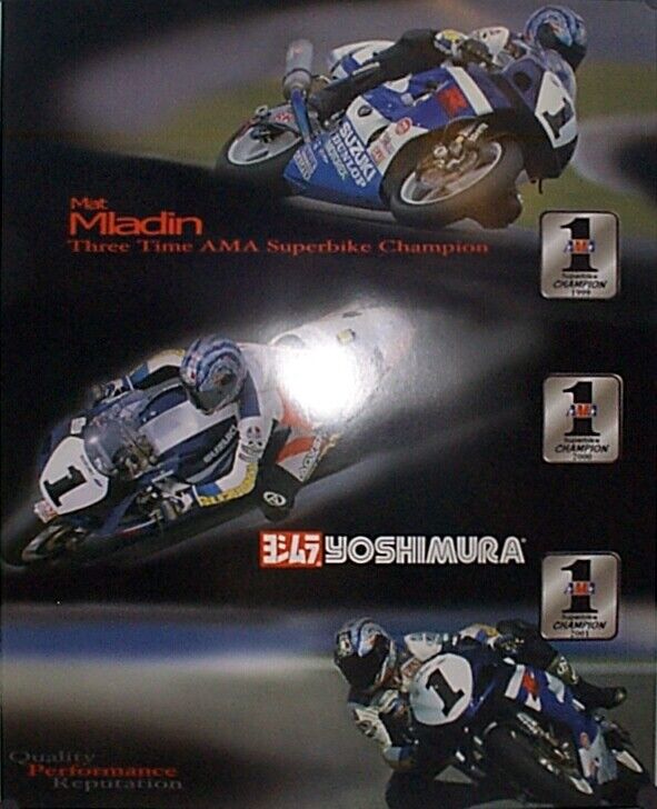 Vintage Poster Yoshimura Suzuki GSXR Matt Mladin 2001 Superbike Champion 3 Time