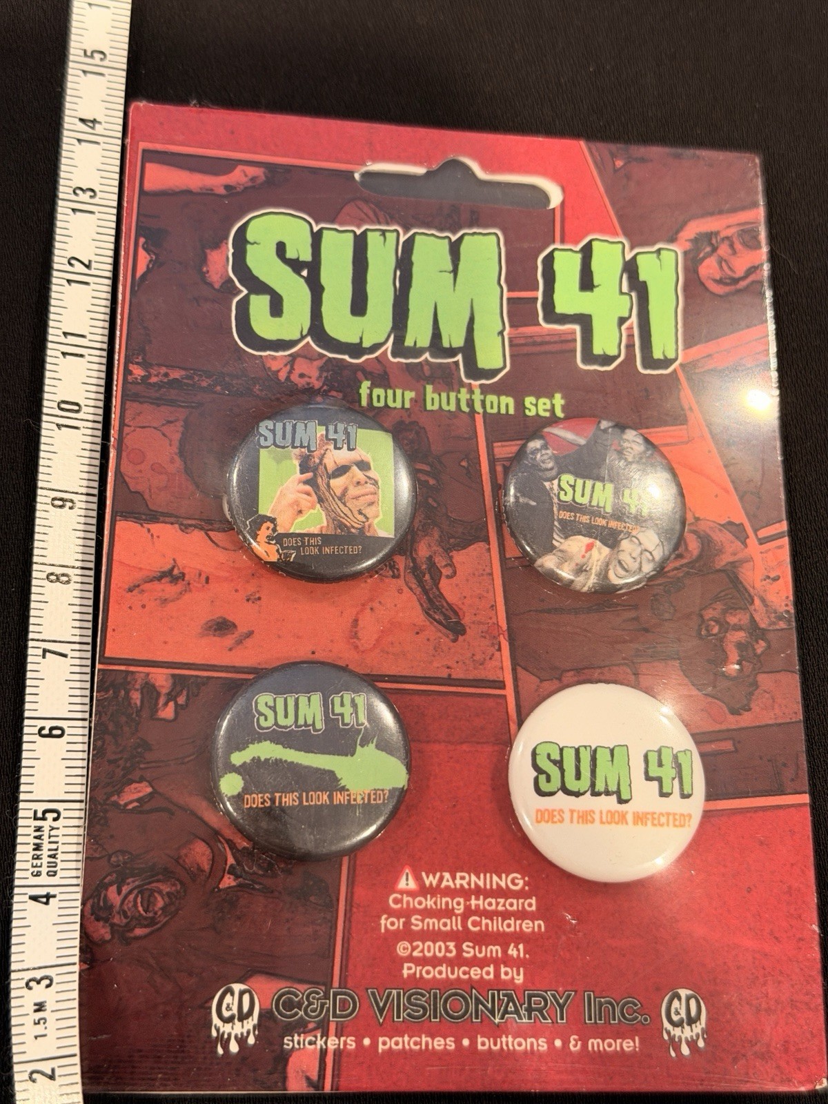 Sum 41 Does This Look Infected 2003 4 Button Pin Set C&D Visionary Rare Pop Punk