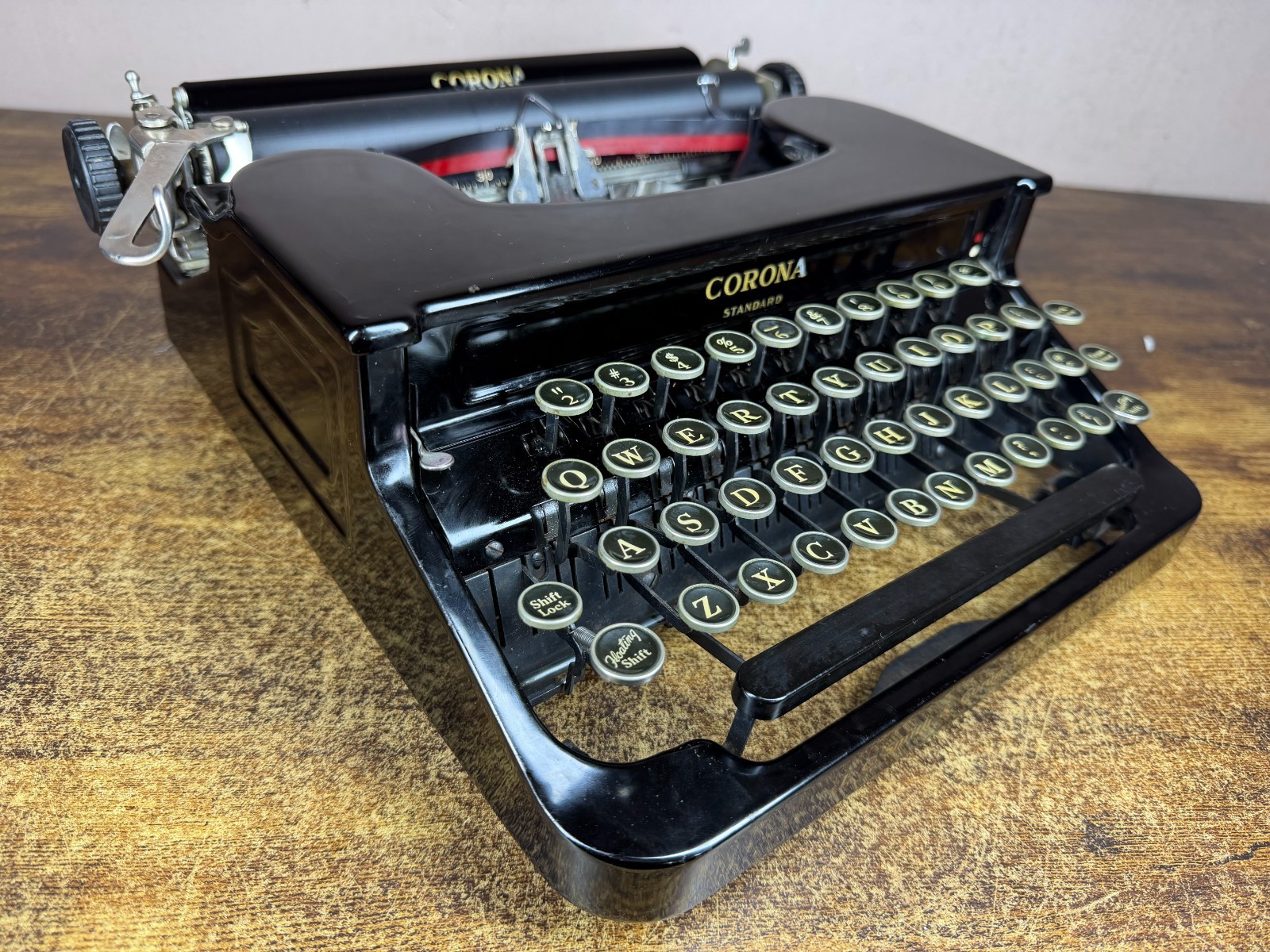 Beautiful Serviced 1937 Corona Standard Flat Top Glossy Typewriter New Platen