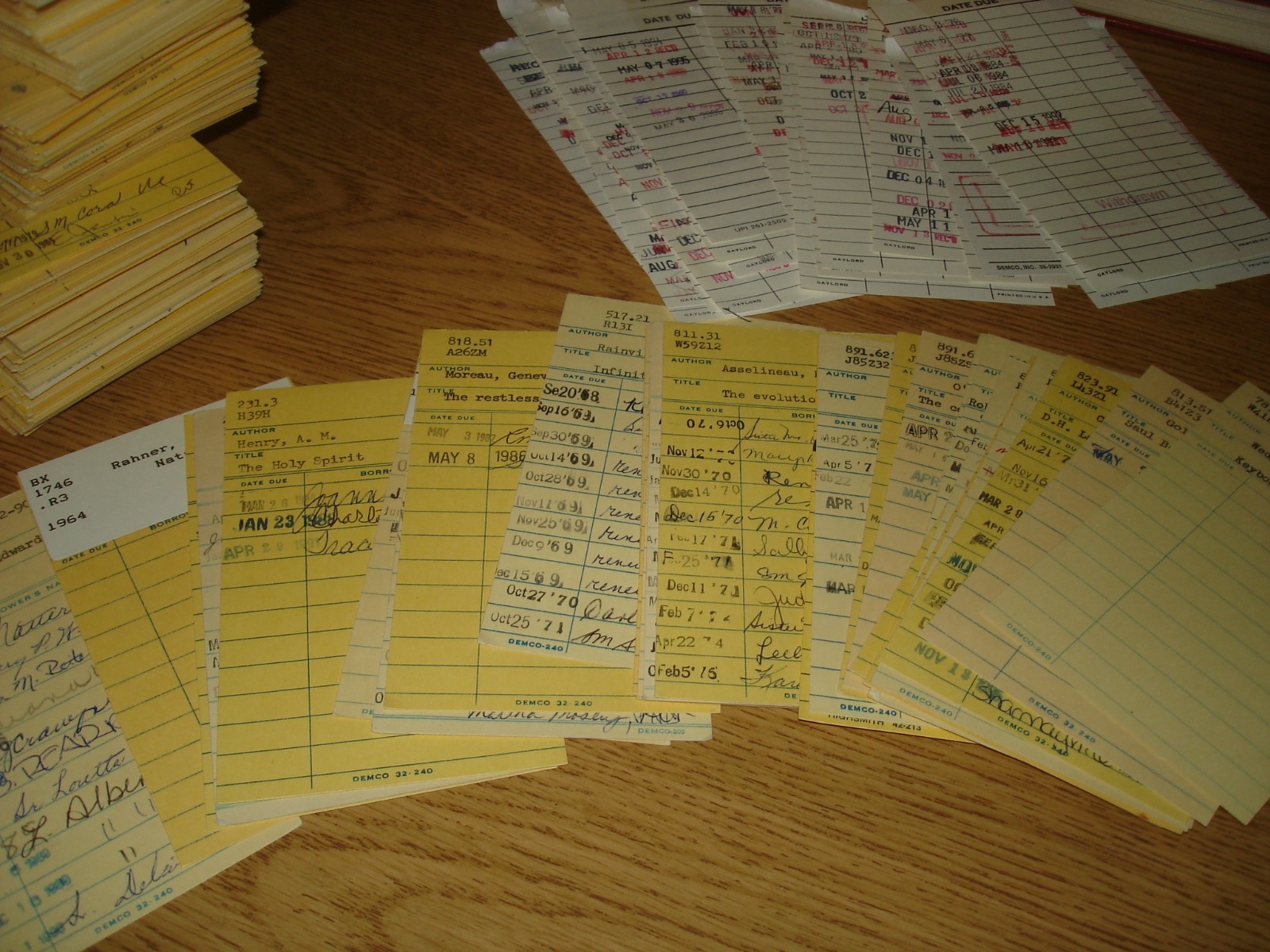 Lot of 50 random vintage Library Checkout cards/date stamps/signatures +