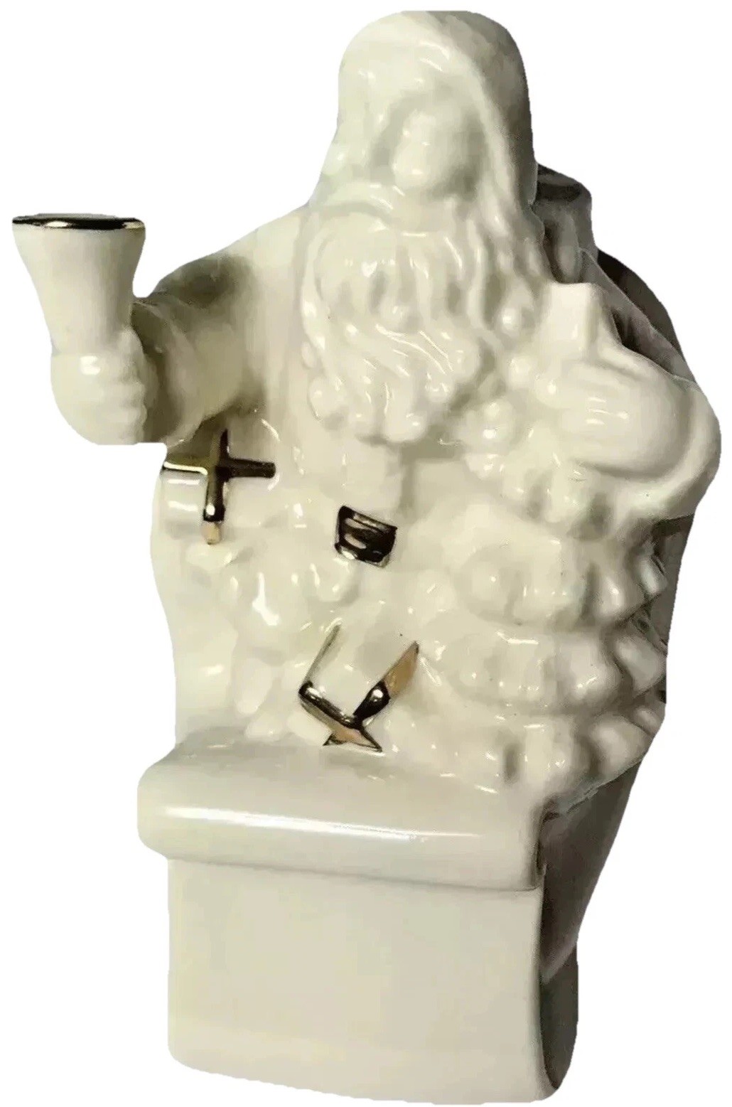 Vintage Santa Claus sleigh figurine Lenox Christmas porcelain statue 24k gold