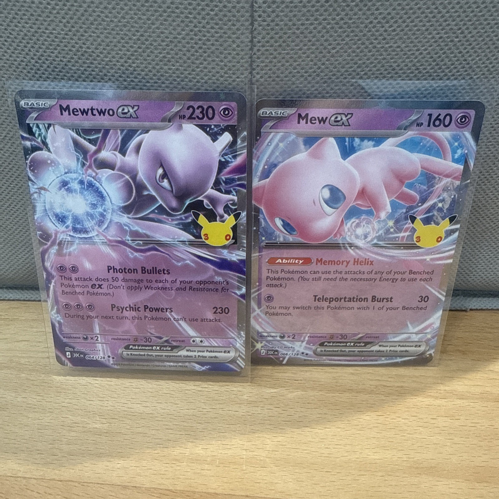Mewtwo ex and Mew ex 30th Celebration Holo Card Set 064/128 066/128