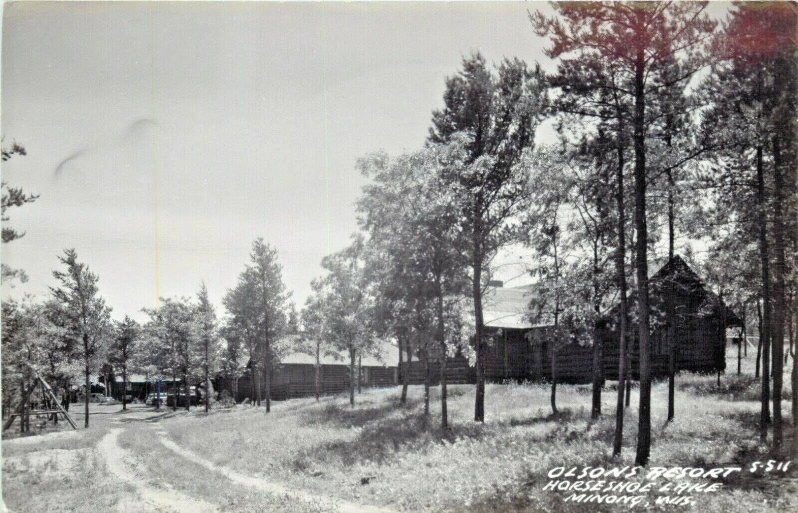 A View Of Olson\'s Resort, Horseshoe Lake, Minong, Wisconsin WI RPPC 