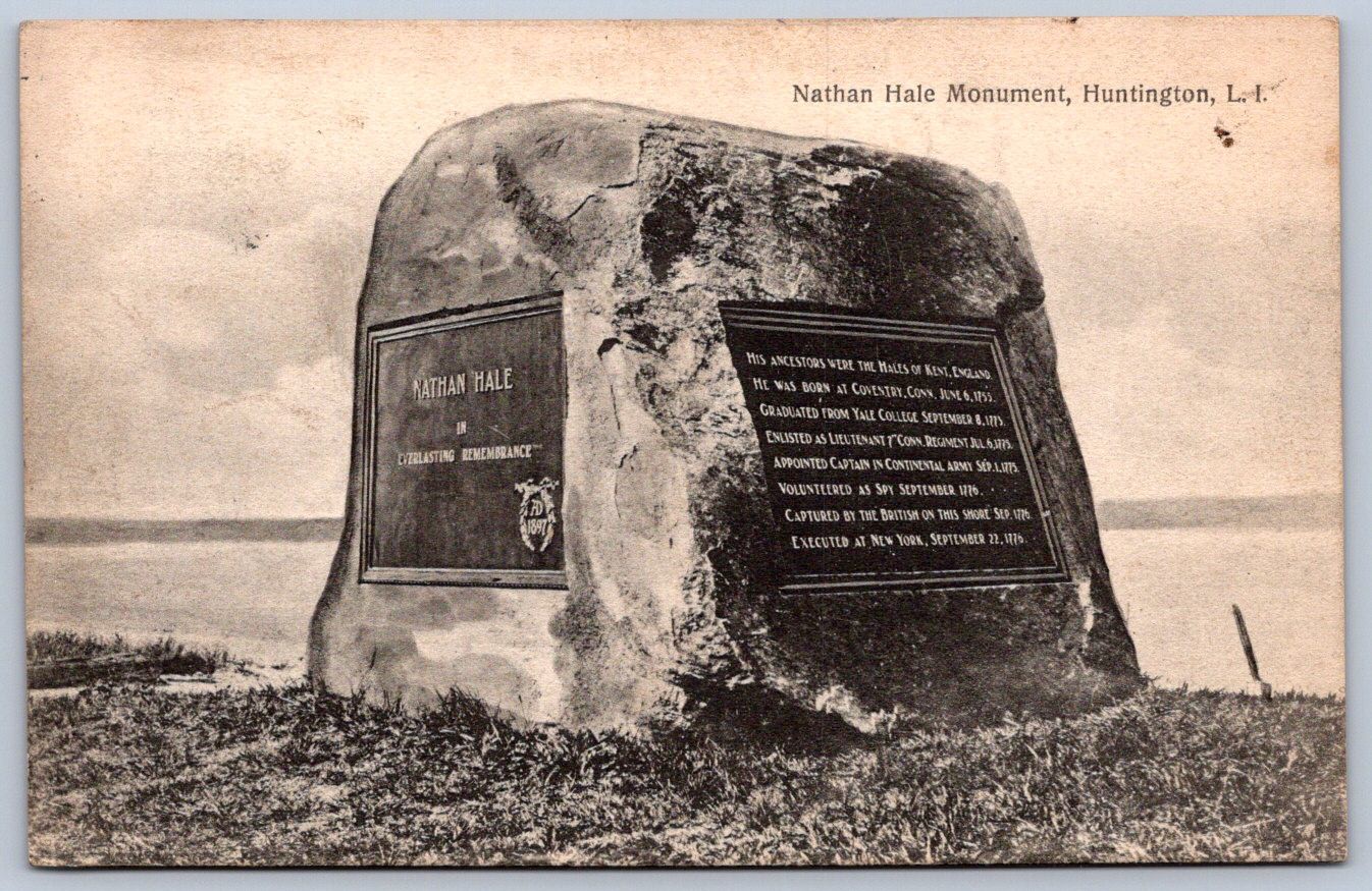 K53/ Huntington Long Island New York Postcard c10 Nathan Hale Monument 356
