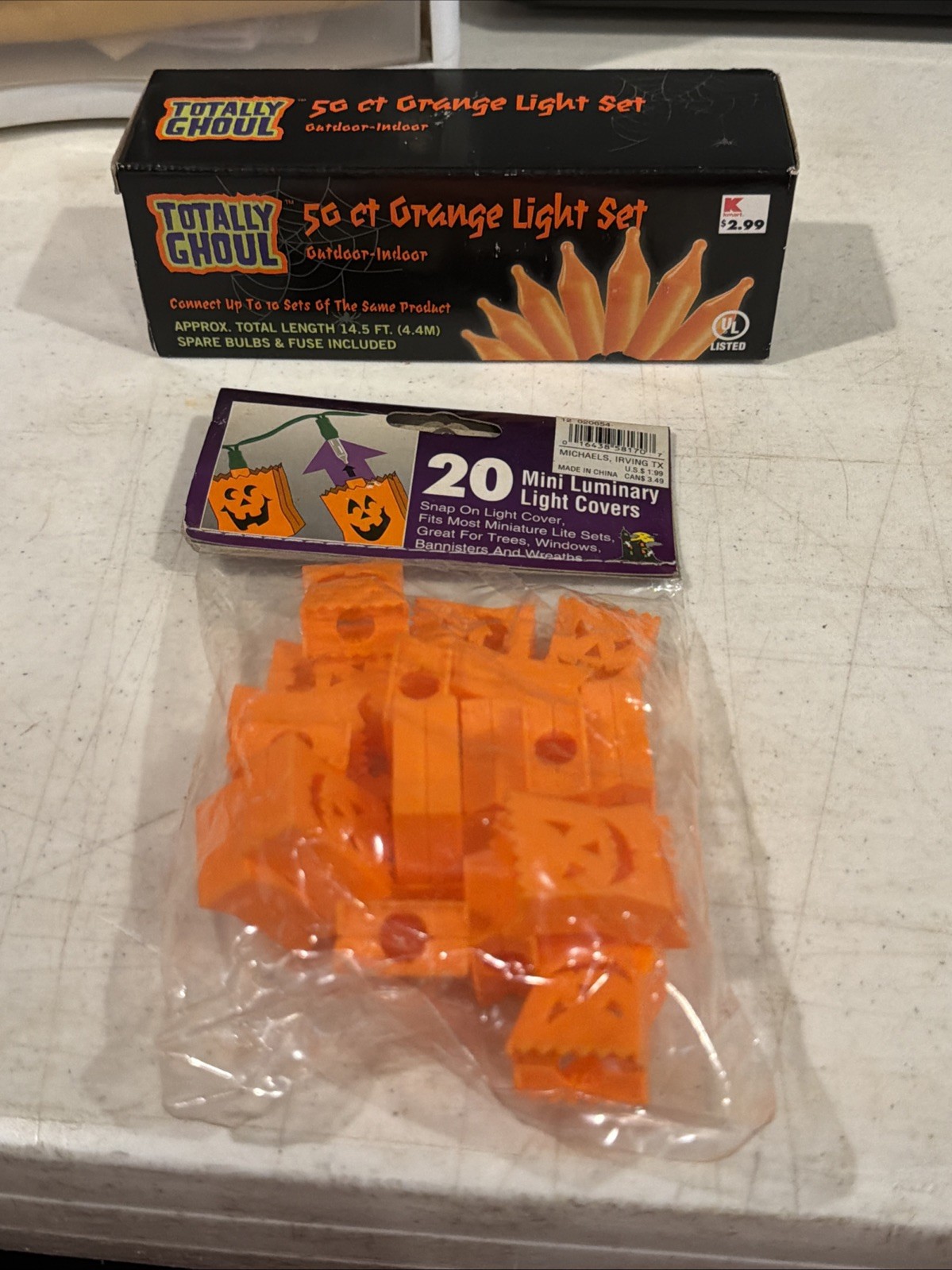 VTG Totally Ghoul 50ct Lights Orange Kmart- 20 Mini Pumpkin Luminary Light Cover