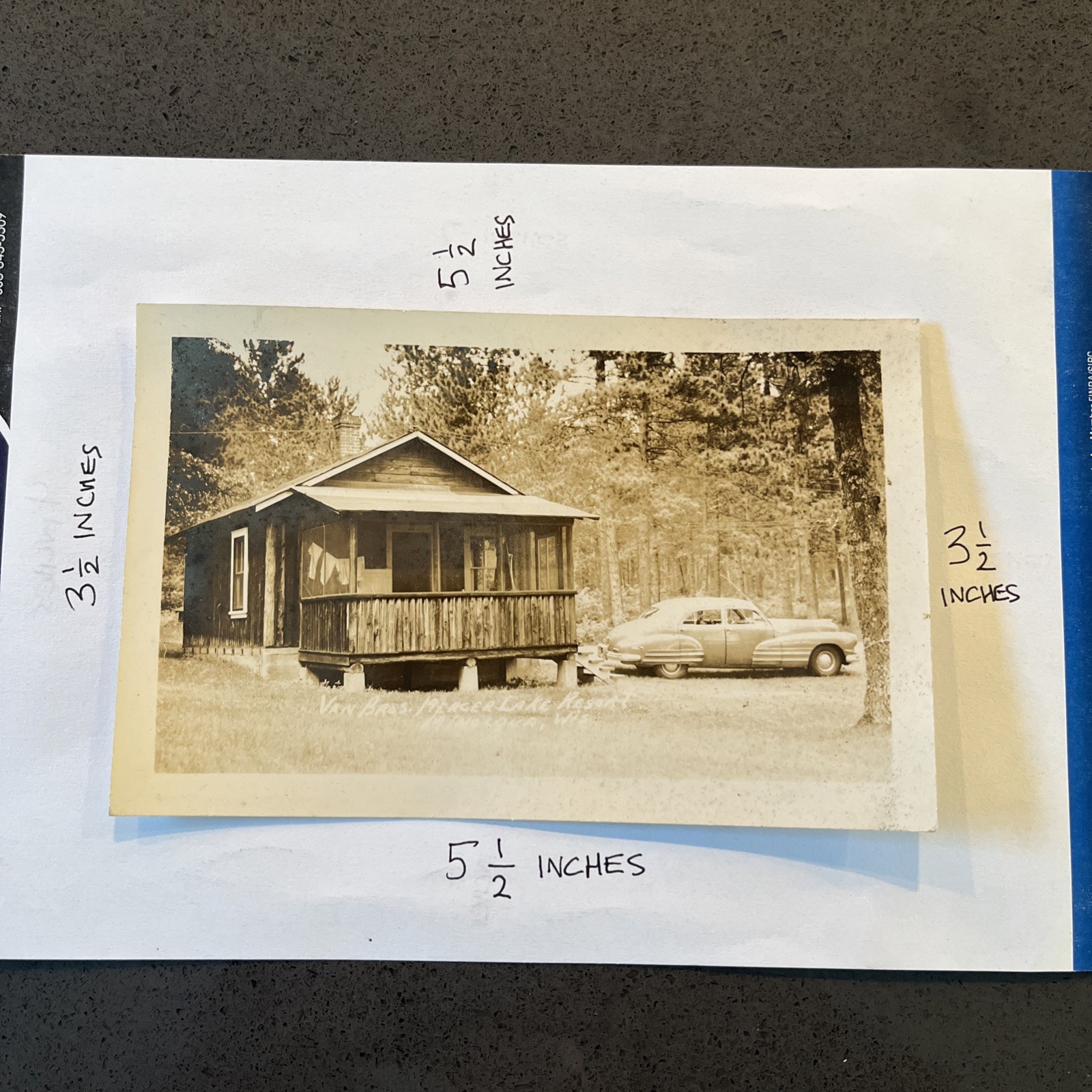 RPPC Postcard Van Bro’s Mercer Lake Resort Minocqua Wisconsin, WI 1940s GM Car