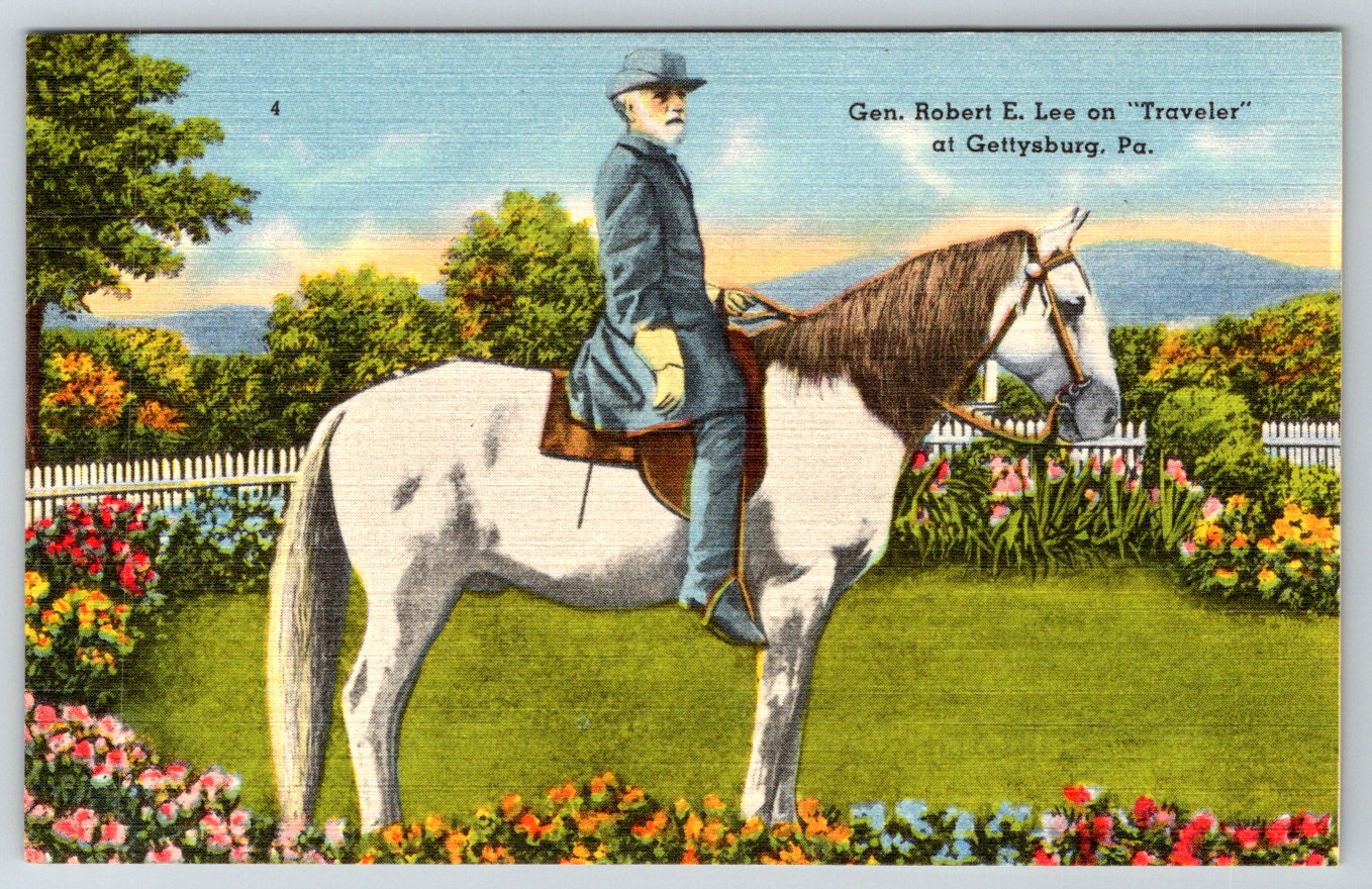 c1940s Gen. Robert E. Lee Traveler Gettysburg PA Postcard Linen