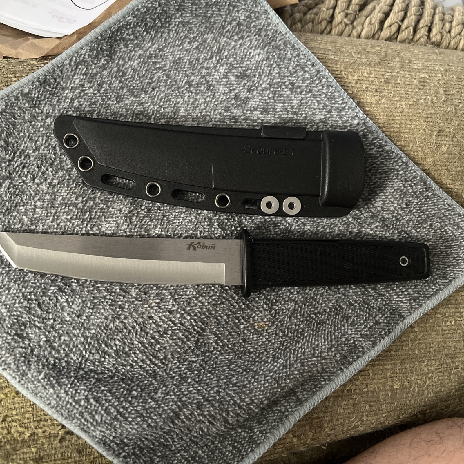 Cold Steel Kobun Tanto Fixed Blade Knife Stainless Plain Edge Full Tang Sheath
