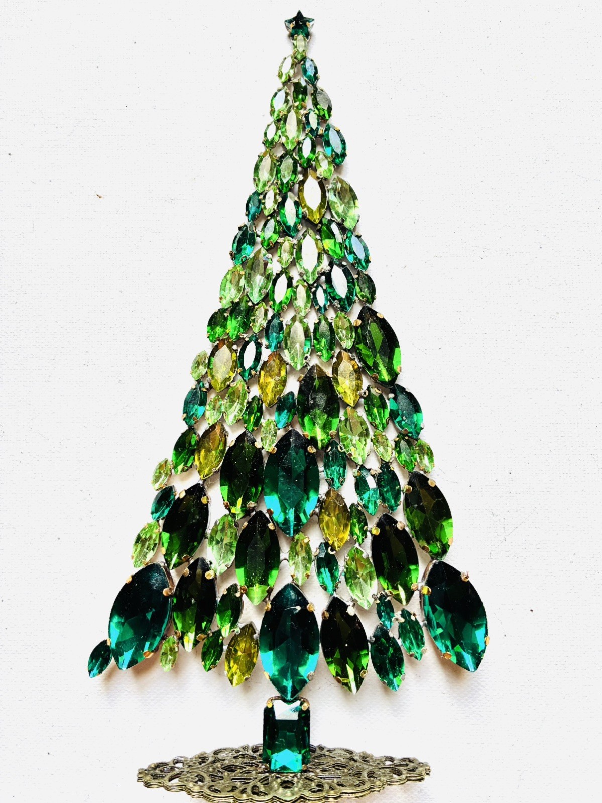 RHINESTONE  XMAS TREE STAND VINTAGE ESTATE JEWELLERY ANTIQUE JEWELRY DECORATION
