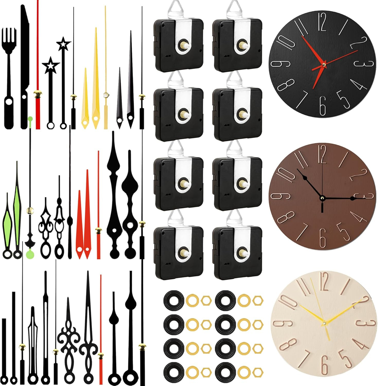 8 PCS High Torque Quartz Clock Movement Mechanism Replacement Clock Kit with 12