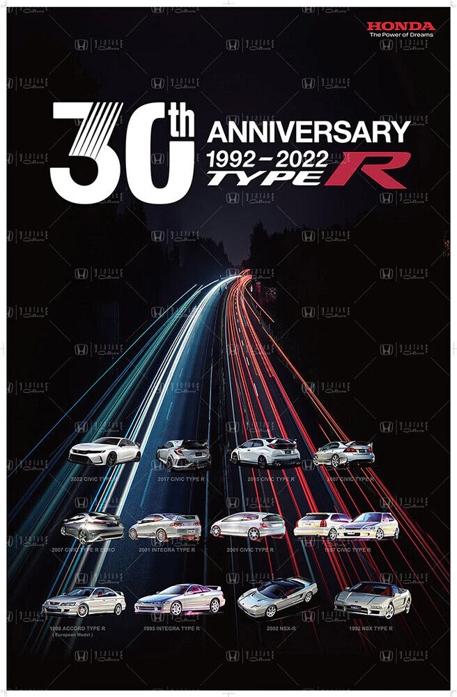 Honda Vintage Culture 30th Anniversary Type R Poster - Black