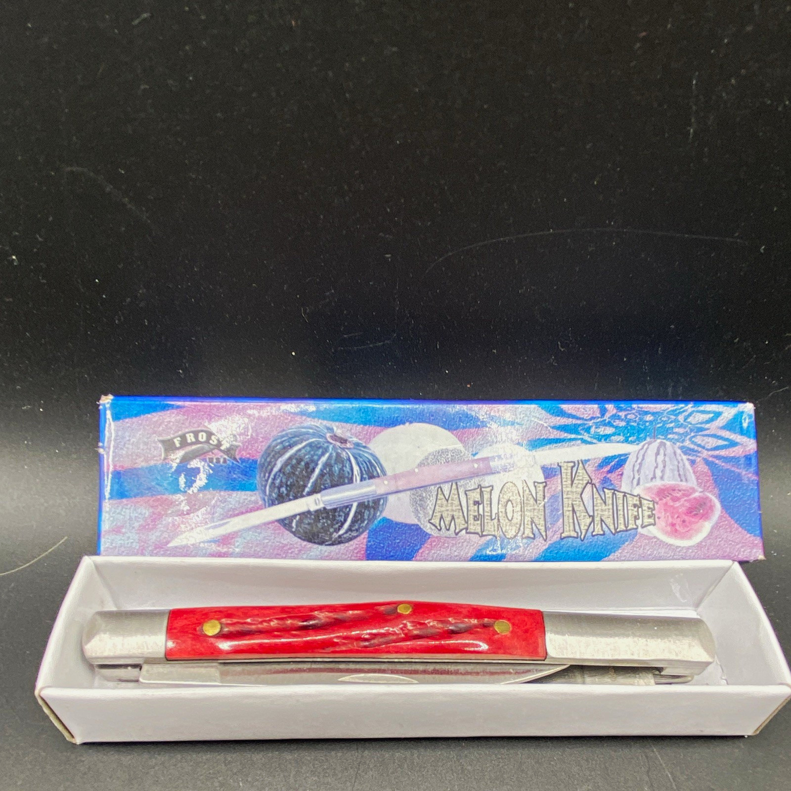 Vintage Frost Cutlery Watermelon Knife 2-Blade Slipjoint Pocketknife, SS, Red