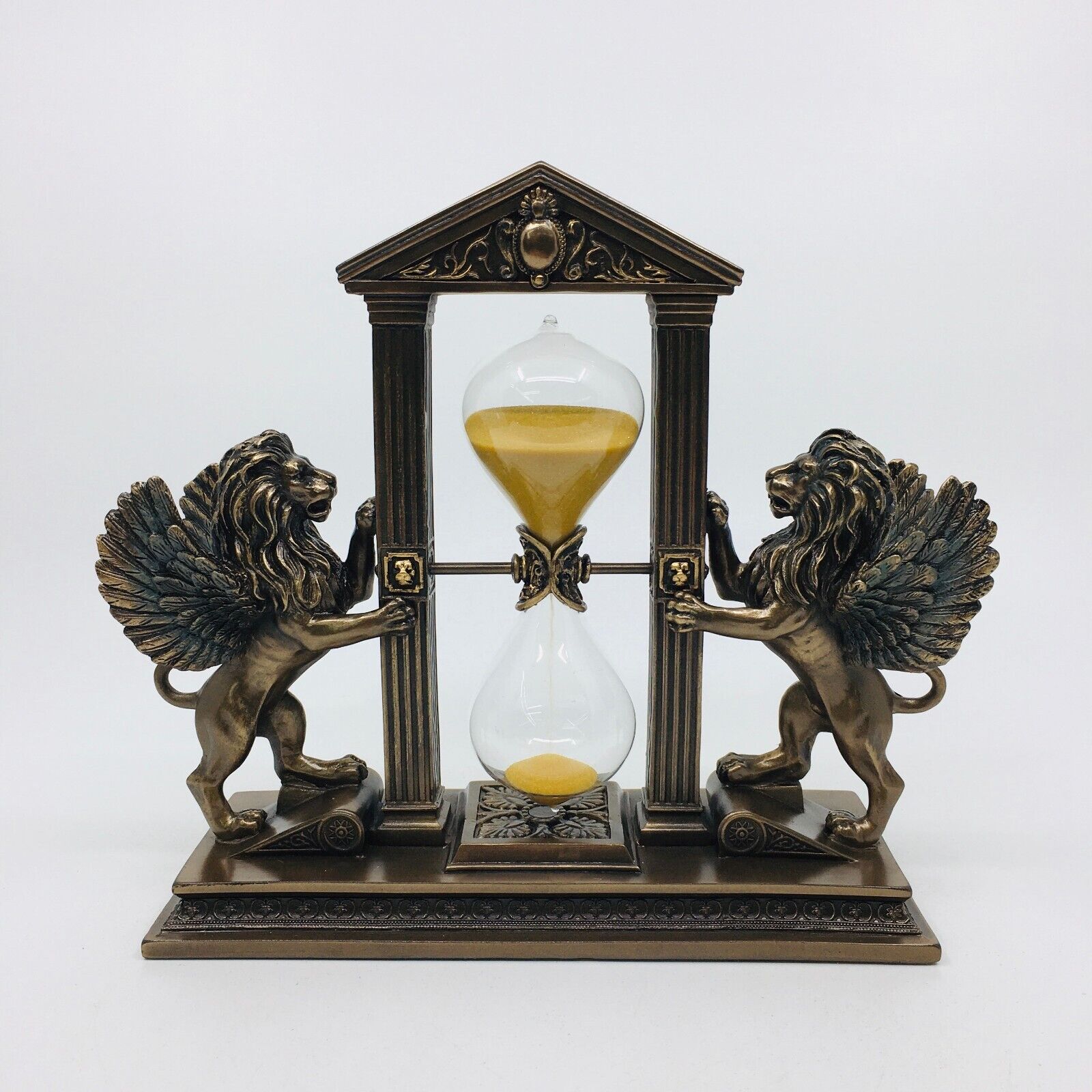 Winged Lions Bronze Gold Color Sand Timer Hourglass