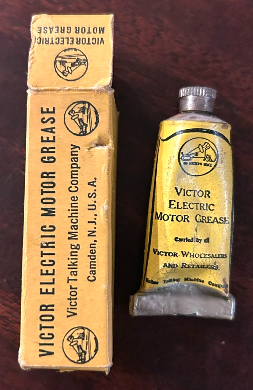 Vintage Victor Phonograph Electric Motor Grease Tube with Box