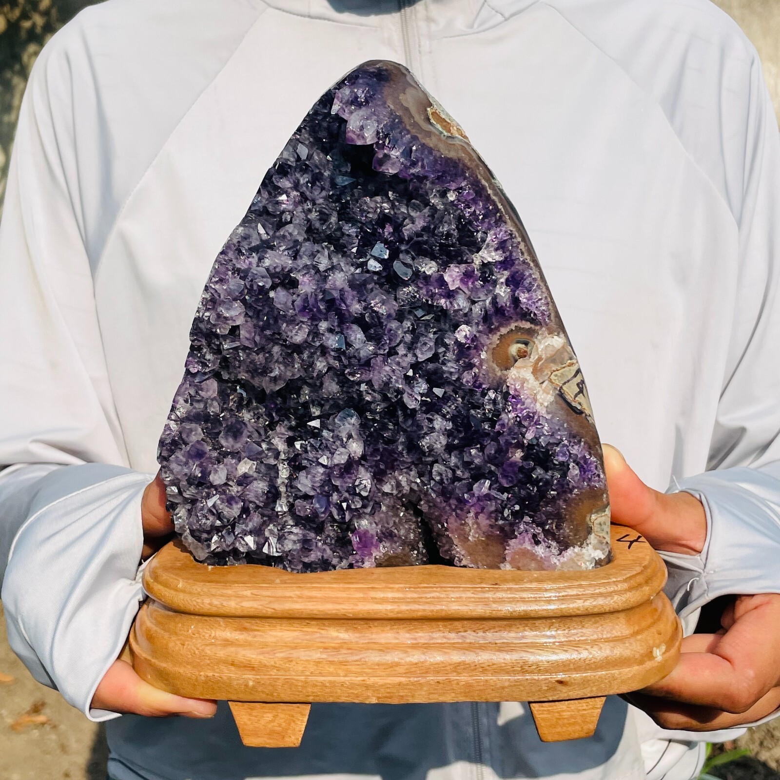 4.54lb Large Natural Amethyst Cluster Mineral Specimen+Stand