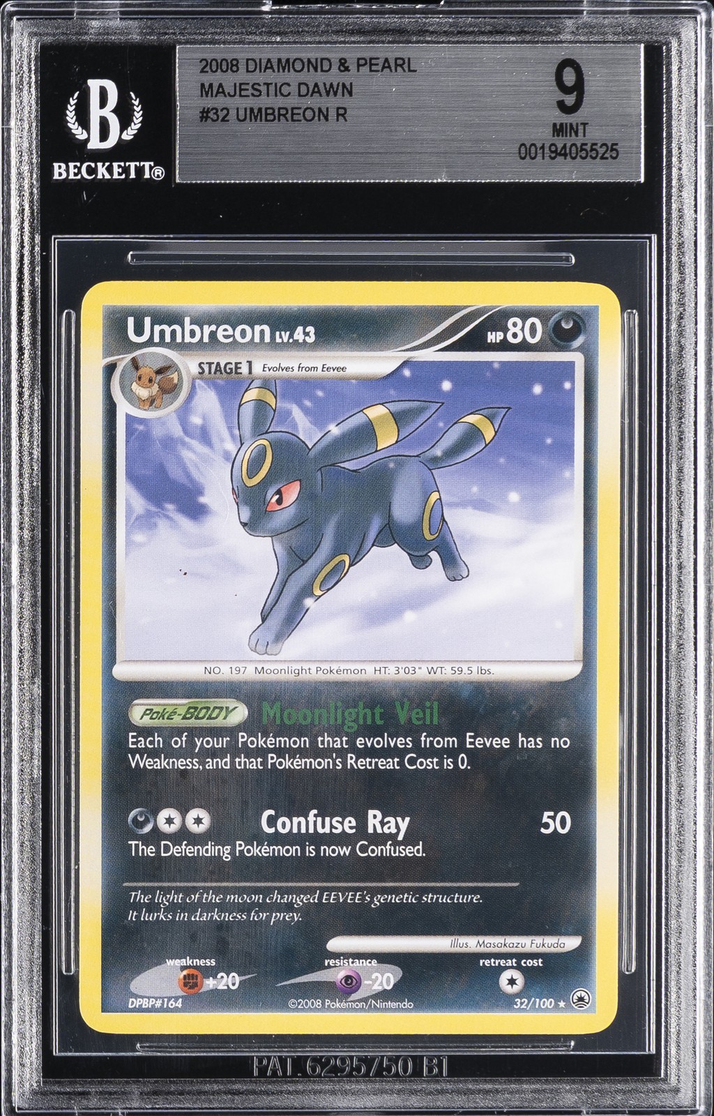 2008 DIAMOND & PEARL MAJESTIC DAWN #32 UMBREON BGS 9