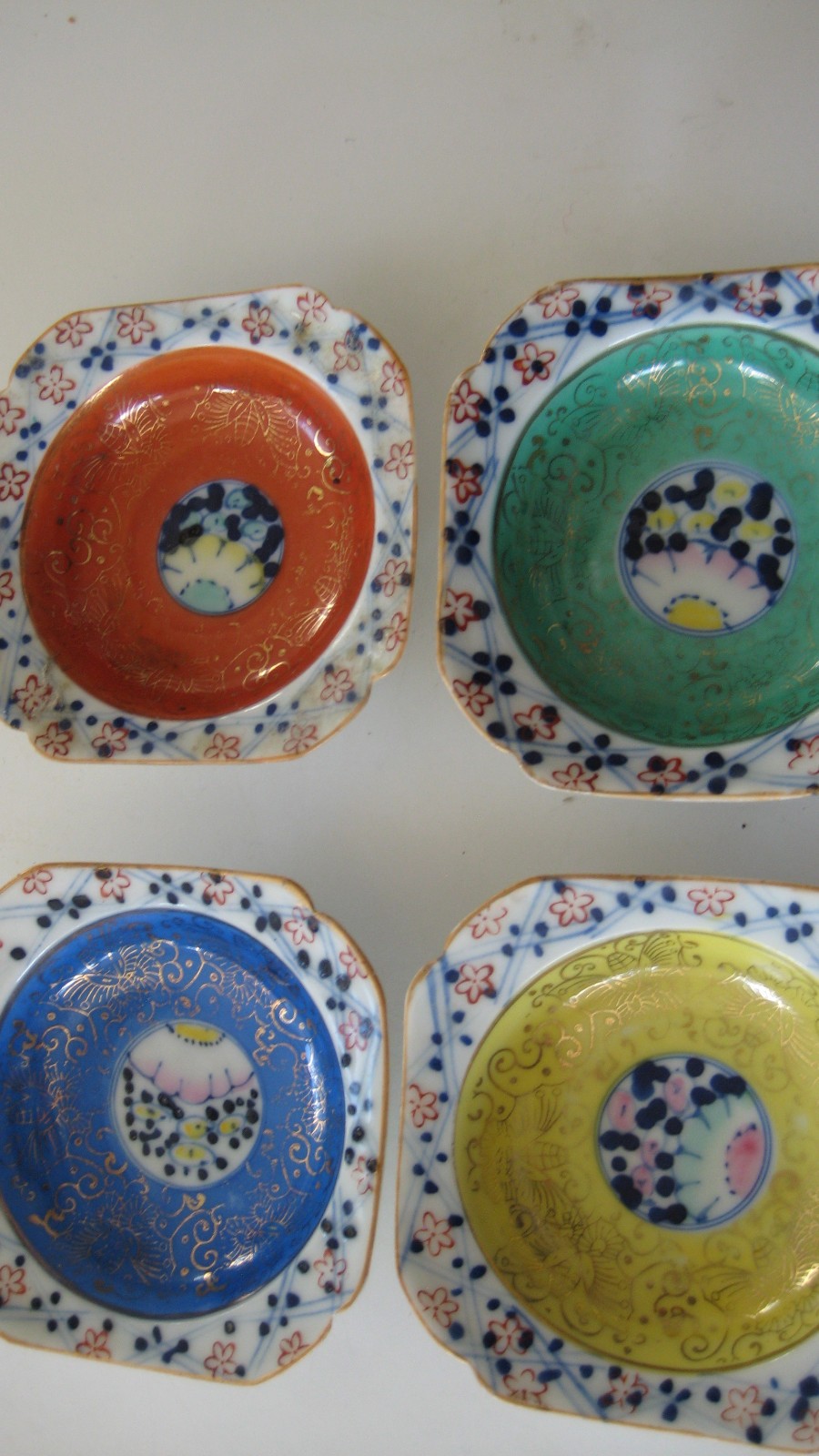 Vintage Japanese Kutani or Imari Style  Porcelain Minature Condiment 4 Dishes