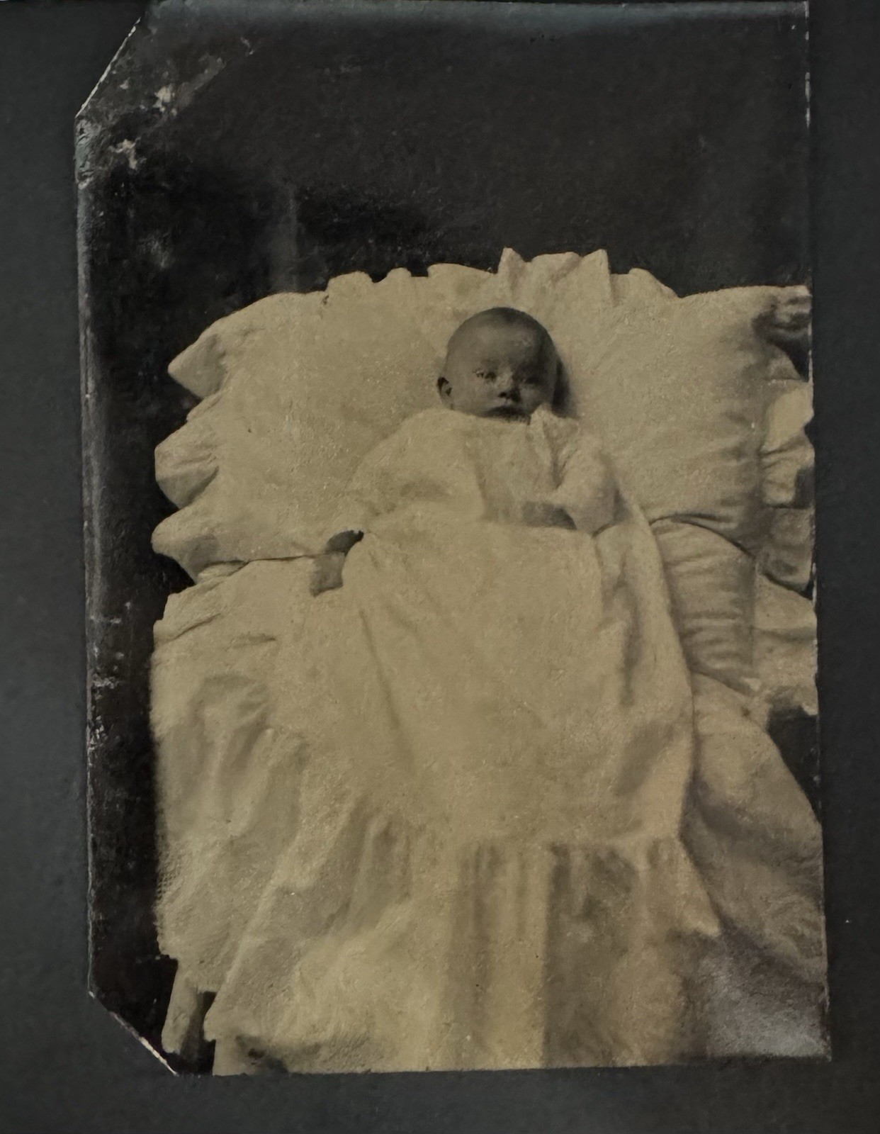 Antique Tintype Of Adorable Infant