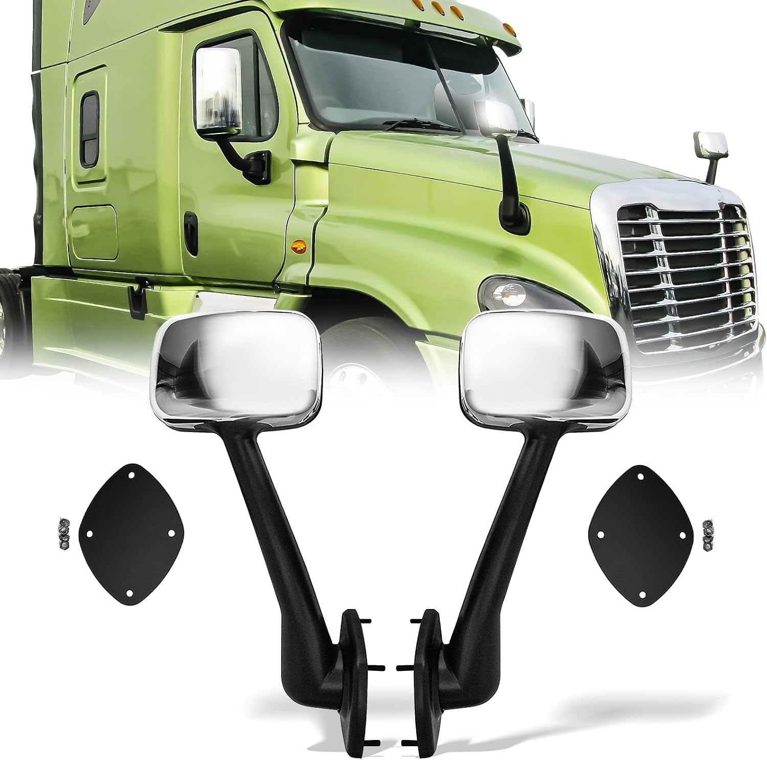 Chrome Hood Mirror for Freightliner Cascadia 2008-2017,Manual Adjustable Hood Mi