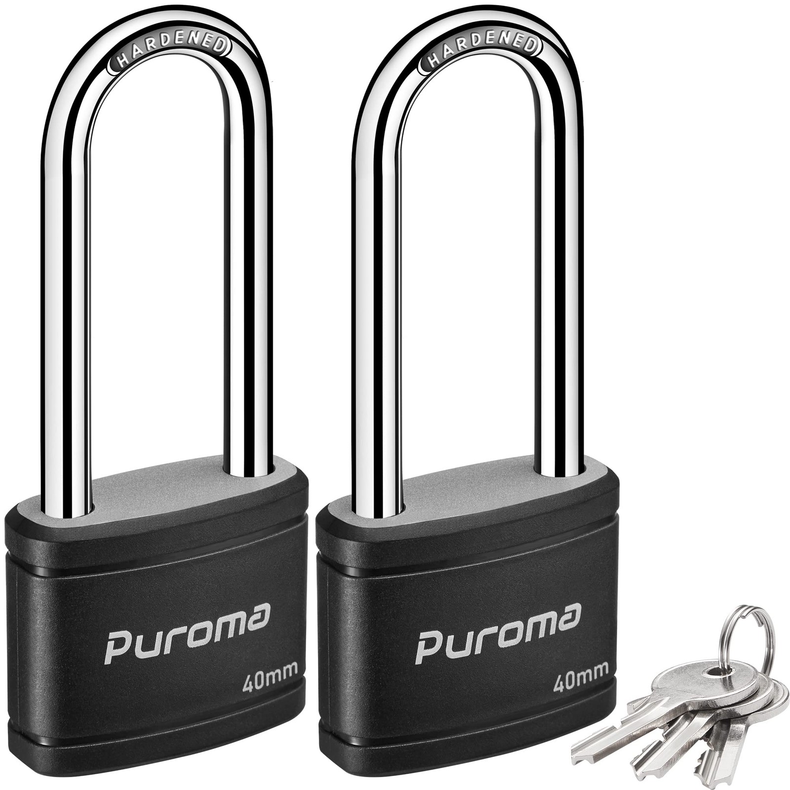 Puroma 2 Pack Keyed Padlock with 3 Keys, 2.5 Inch Locker Lock 40mm Heavy-Duty...